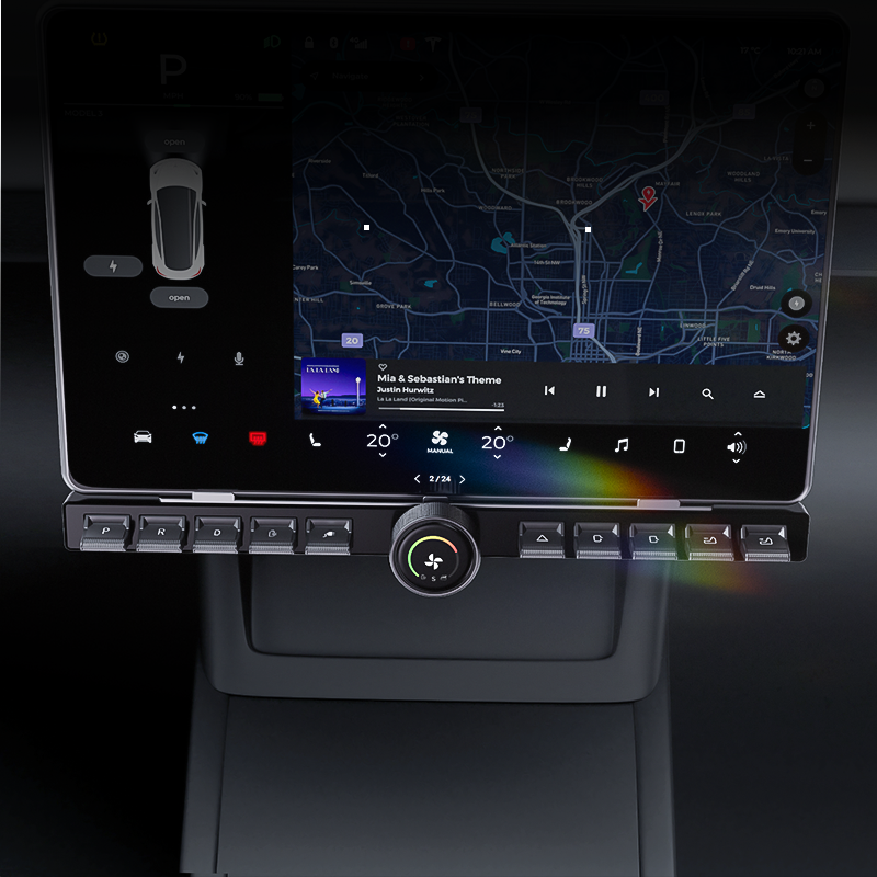 Saunyoto Customizable Physical Buttons for Tesla Model 3 & Y - 10 Programmable Shortcut Keys & LCD Smart Dial, Fully Customizable Control Bar for Model 3 Highland & Model Y Juniper (LHD/RHD)