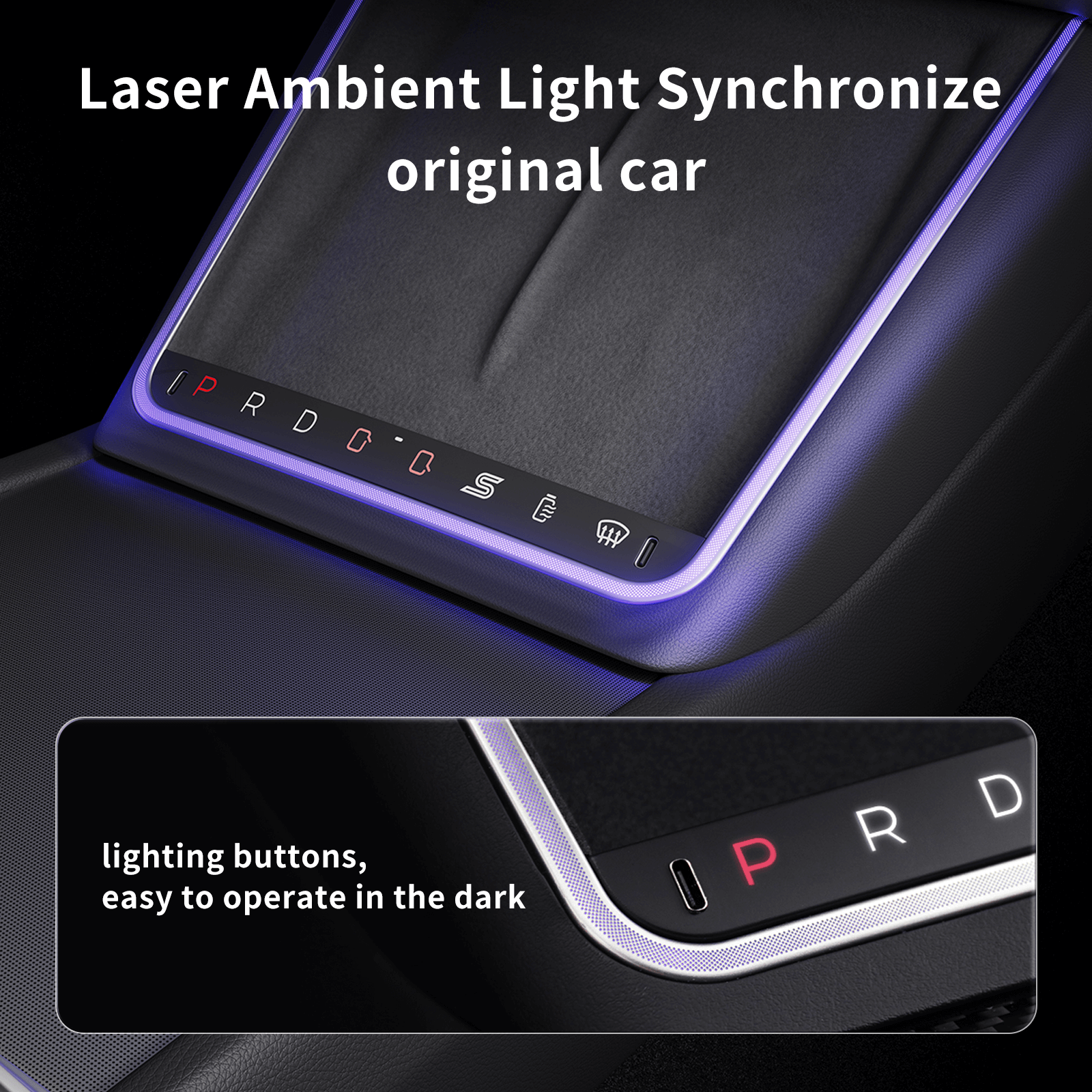 Tesla Model 3 Highland Center Console Wireless Charger – Dual Type‑C Ports, Shortcut Buttons & Ambient LED - Saunyoto