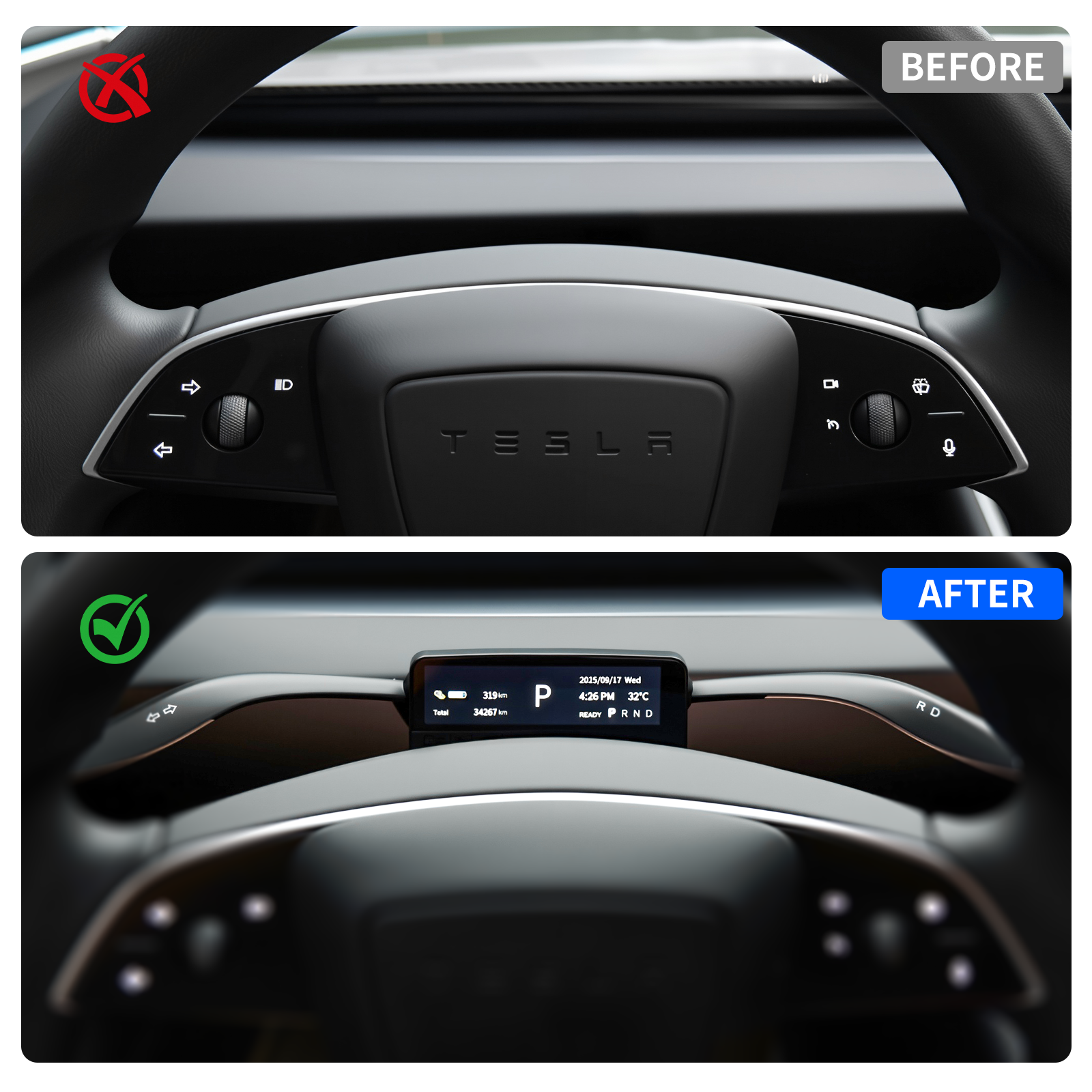 S3 HUD Gear Shift Control Stalks for Tesla Model 3 Highland - Saunyoto