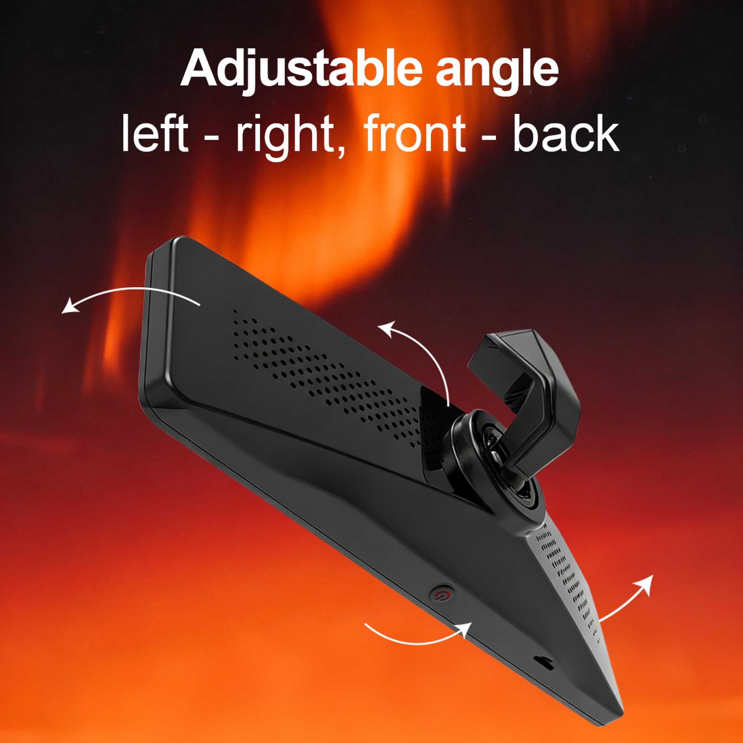 Dual-Channel Streaming Mirror for Cybertruck showing its flexible left-right and front-back adjustable angles.