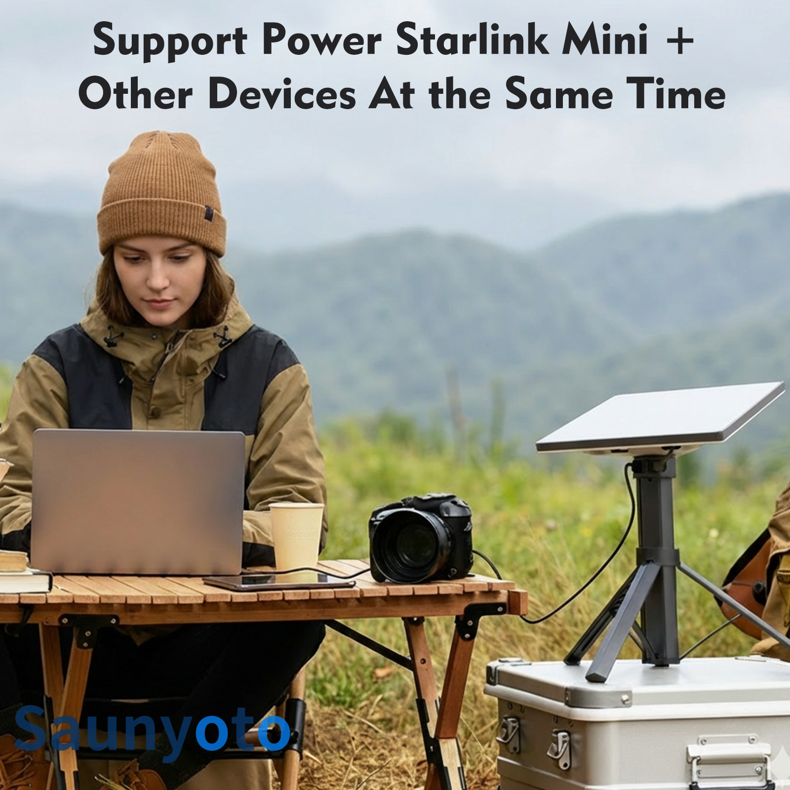 All-in-One Mount & Power Bank for Starlink mini- 30V/2A DC Output | 45000mAh portable battery | Saunyoto