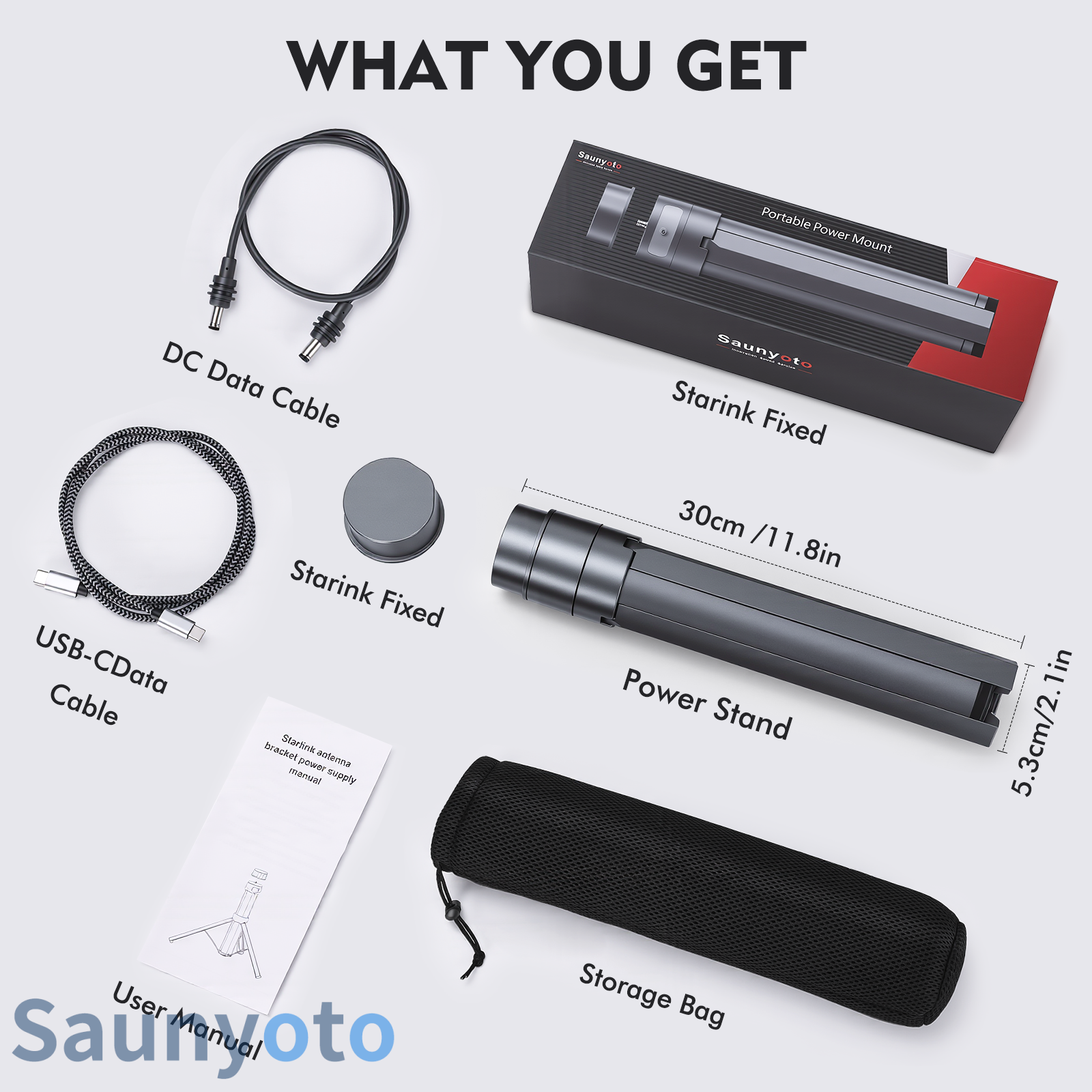 All-in-One Mount & Power Bank for Starlink mini- 30V/2A DC Output | 45000mAh portable battery | Saunyoto