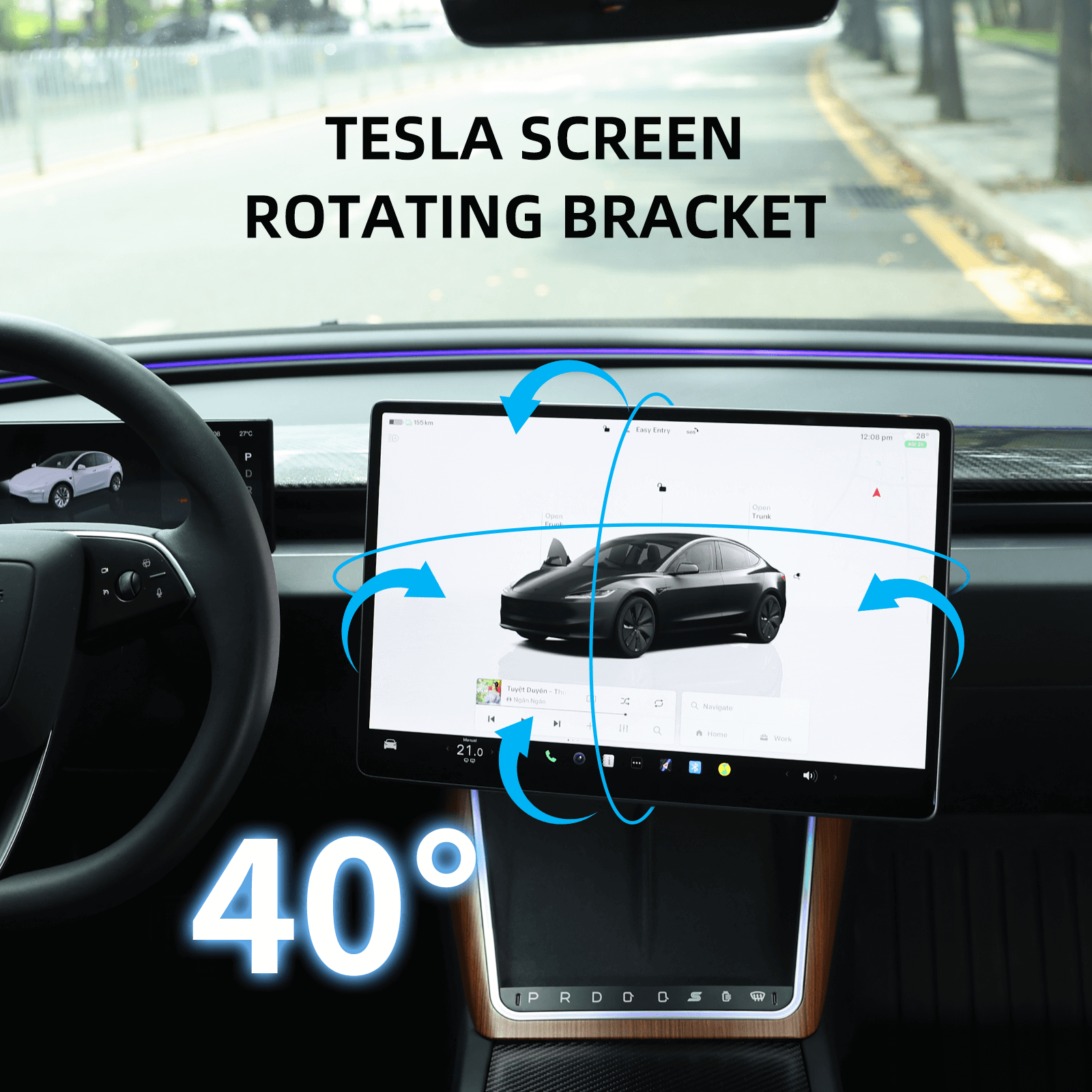 Console Dashboard Touch Screen Swiveling Mount kit For Model 3/Y/3 Highland/Y Juniper