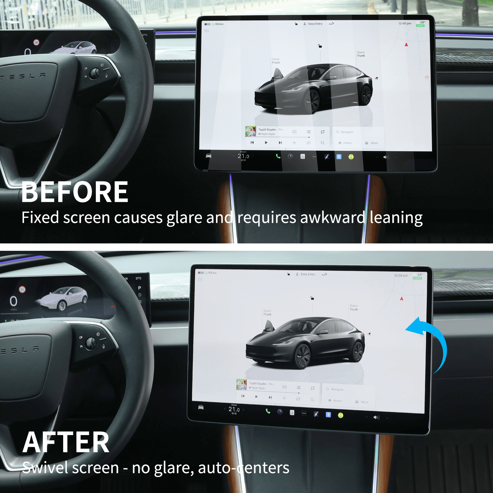 Console Dashboard Touch Screen Swiveling Mount kit For Model 3/Y/3 Highland/Y Juniper