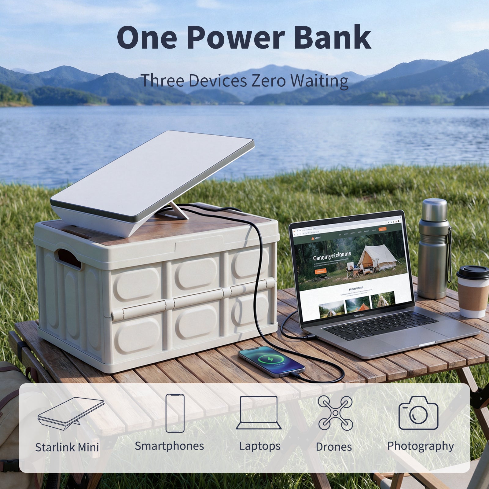 Saunyoto Clip-On Power Bank for Starlink Mini | Portable Battery Backup (99Wh / 129.5Wh)
