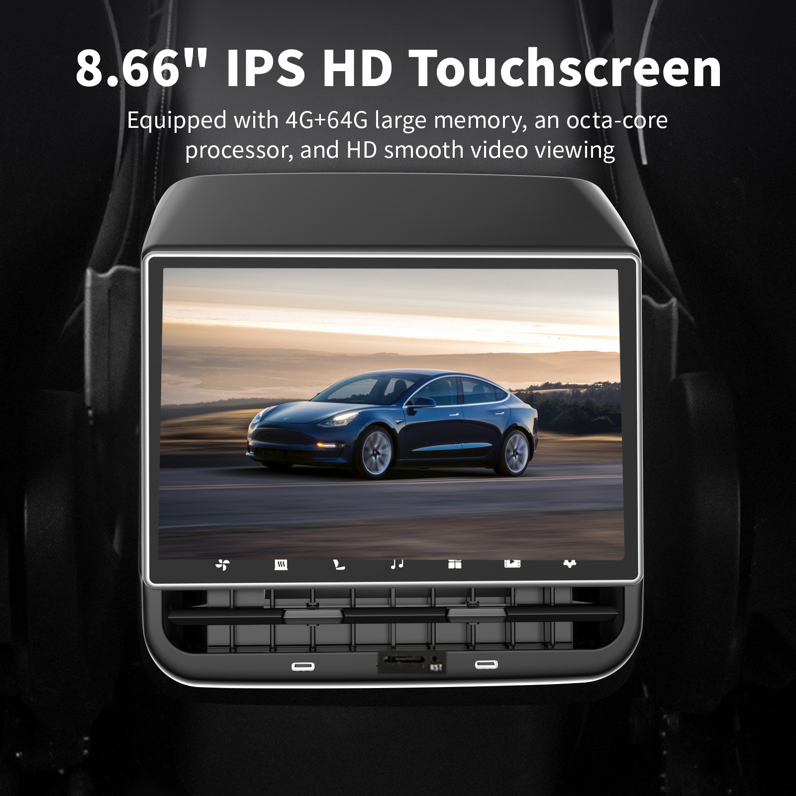 Tesla Model 3/Y Rear Seat Android Touchscreen | 8.86” Backseat Entertainment Display - Saunyoto