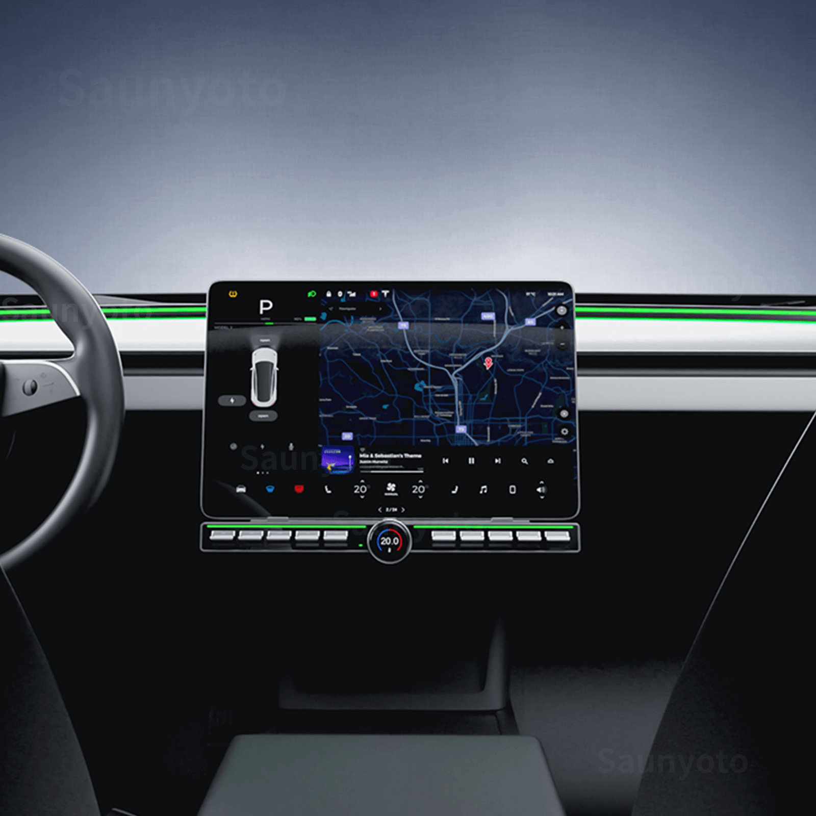 Physical Control Button Kit for Tesla Model 3/Y Highland & Juniper – Multifunction Console Upgrade - Saunyoto